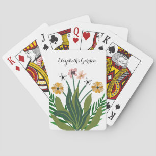 Flowers Pink Yellow Watercolor Bouquet Playing Cards