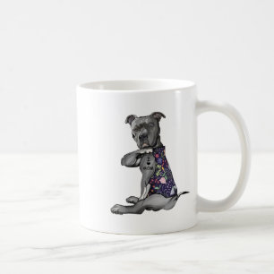Flowers Pitbull - I Love Mum Hippie Dog Pitbull Ta Coffee Mug