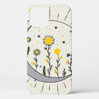 Flowers planet the sun and the moon graphic art iPhone 12 case