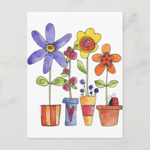 Flowers pots postcard