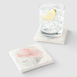 Flowers Power Underlying Marble Stone Coaster