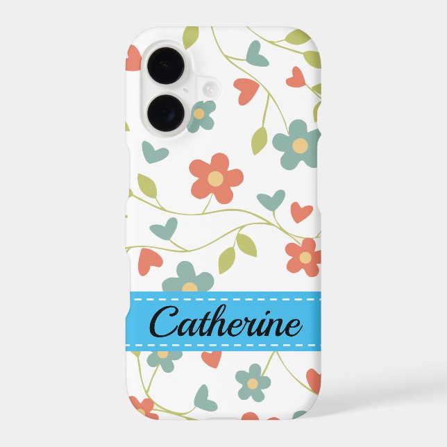 Flowers Print with Name Case-Mate iPhone Case (Back)
