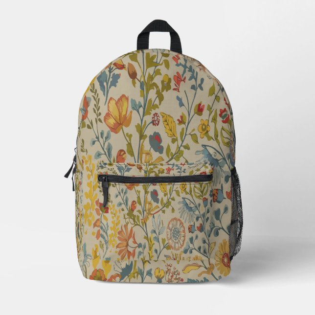 Flowers Printed Backpack (Front)