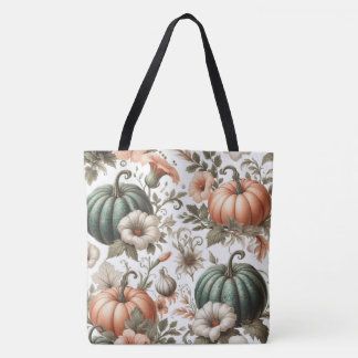 Flowers pumpkins  tote bag