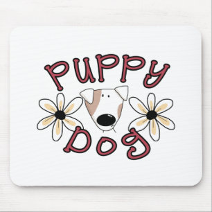 Flowers Puppy Dog Mouse Mat