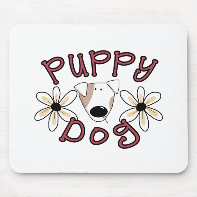 Flowers Puppy Dog Mouse Mat (Front)