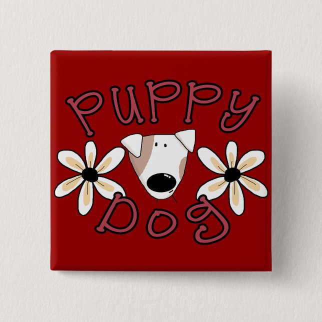 Flowers Puppy Dog T-shirts and Gifts 15 Cm Square Badge (Front)
