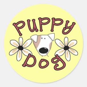 Flowers Puppy Dog T-shirts and Gifts Classic Round Sticker