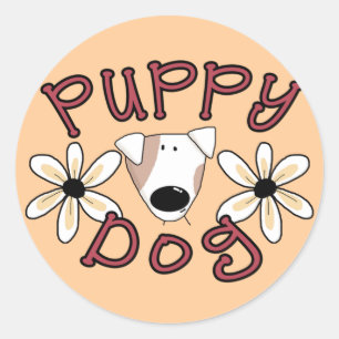 Flowers Puppy Dog T-shirts and Gifts Classic Round Sticker