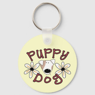 Flowers Puppy Dog T-shirts and Gifts Key Ring