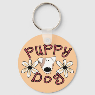 Flowers Puppy Dog T-shirts and Gifts Key Ring