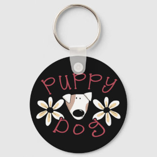Flowers Puppy Dog T-shirts and Gifts Key Ring