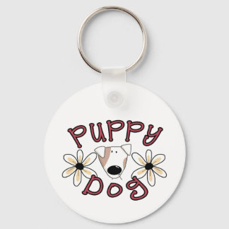 Flowers Puppy Dog T-shirts and Gifts Key Ring