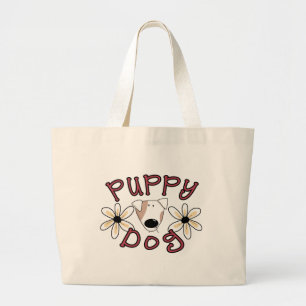 Flowers Puppy Dog T-shirts and Gifts Large Tote Bag