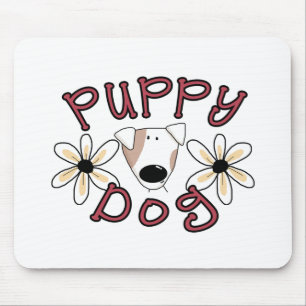 Flowers Puppy Dog T-shirts and Gifts Mouse Mat