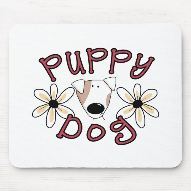 Flowers Puppy Dog T-shirts and Gifts Mouse Mat (Front)