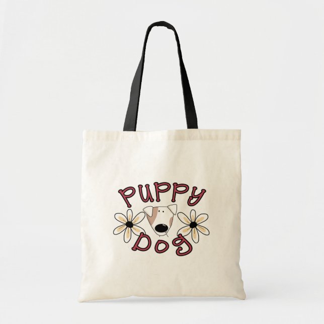 Flowers Puppy Dog Tote Bag (Front)