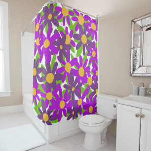 Flowers purple and green shower curtain