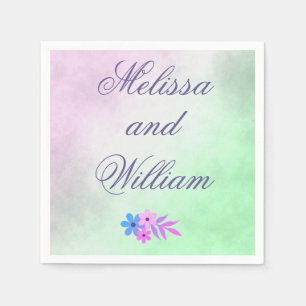 Flowers Purple and Green Wedding Parchment Napkin