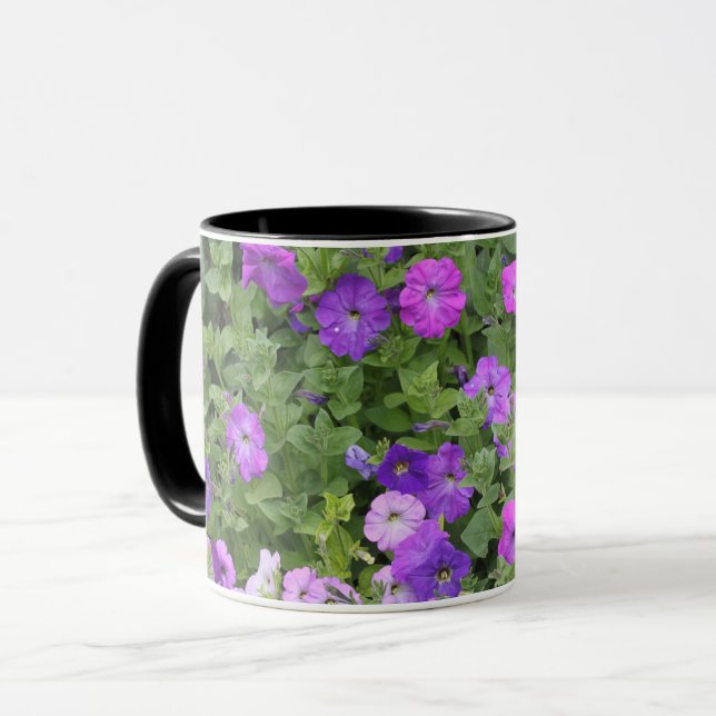 Flowers Purple Garden Petunia Floral Photo Gift Mug (Front Left)