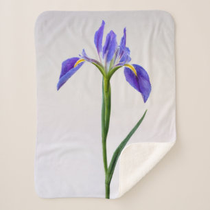 Flowers Purple Iris Flower Sherpa Blanket