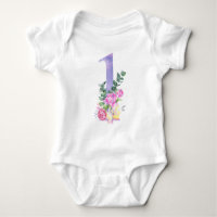 Flowers purple number first birthday party