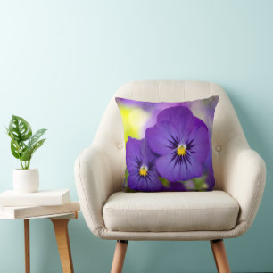 Flowers   Purple Pansies Cushion