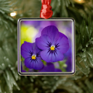 Flowers Purple Pansies Metal Tree Decoration