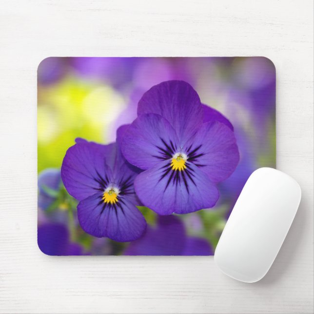 Flowers | Purple Pansies Mouse Mat (With Mouse)