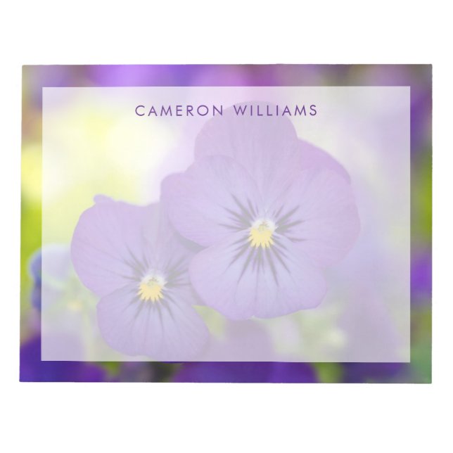 Flowers | Purple Pansies Notepad (Front)