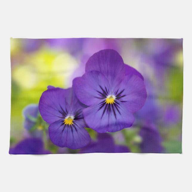 Flowers | Purple Pansies Tea Towel (Horizontal)