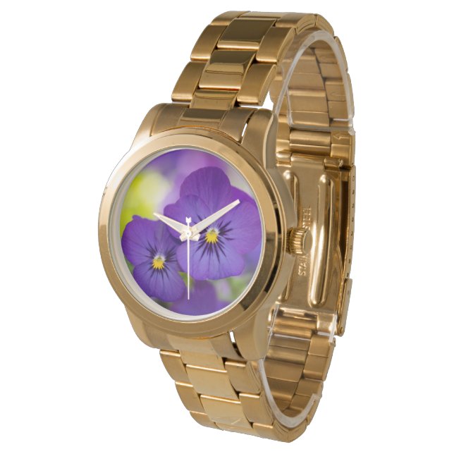 Flowers | Purple Pansies Watch (Angled)