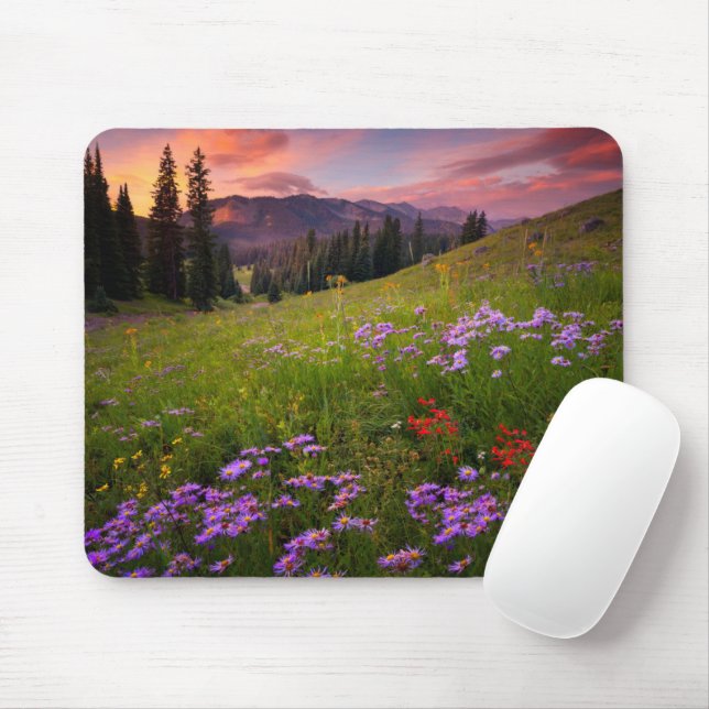 Flowers | Purple Wildflowers Colorado Mouse Mat (With Mouse)
