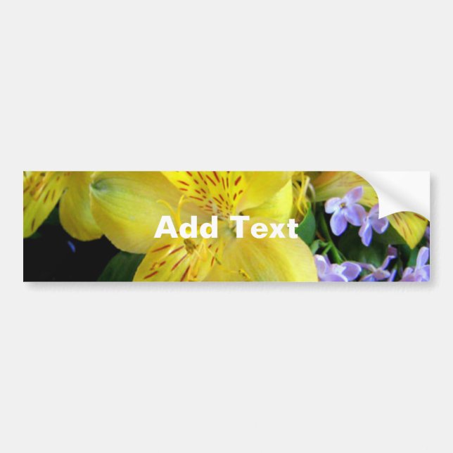Flowers Purple Yellow Alstroemeria Lilacs Floral Bumper Sticker (Front)