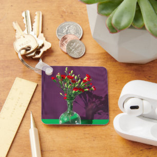 Flowers   Red Carantion Bouquet Key Ring