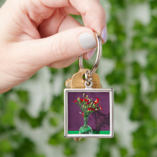 Flowers Red Carantion Bouquet Key Ring