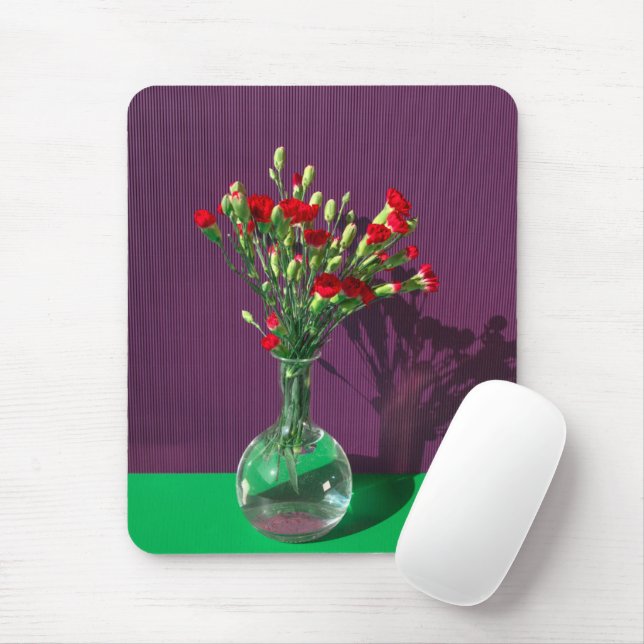Flowers | Red Carantion Bouquet Mouse Mat (With Mouse)