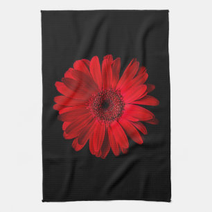 Flowers   Red Gerbera Daisy Tea Towel