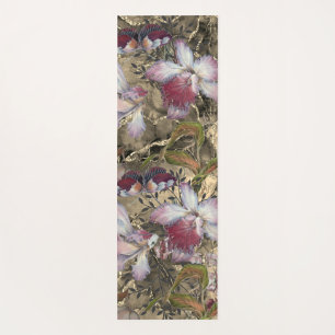 Flowers Red, Gold, Green Elegant Yoga Mat