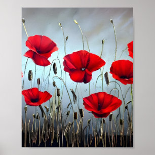Flowers Red Poppies Art  Poster