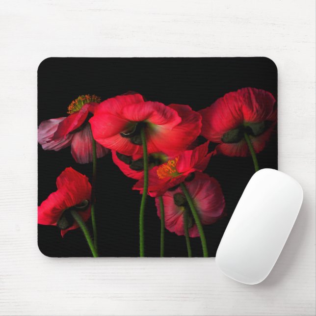 Flowers | Red Poppies Mouse Mat (With Mouse)