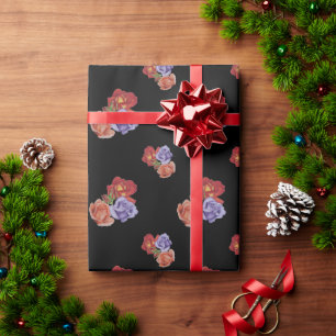 flowers red roses and rose buds floral art wrapping paper