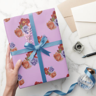 flowers red roses and rose buds floral art wrapping paper