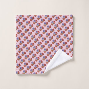 flowers red roses and rose buds floral wash cloth