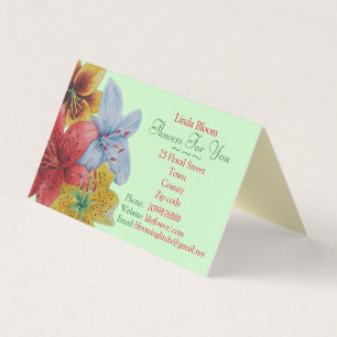 flowers red yellow blue Lilies original florists B Business Card