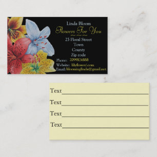 flowers red yellow blue Lilies original florists Business Card