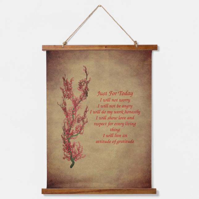 Flowers Reiki Just For Today Inspirational  Hanging Tapestry (Front)