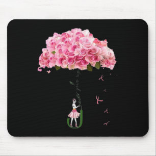 Flowers Ribbon Breast Cancer Awareness Fighter Wom Mouse Mat