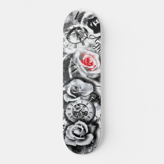Flowers Rose Clock Birth Father Child Skateboard