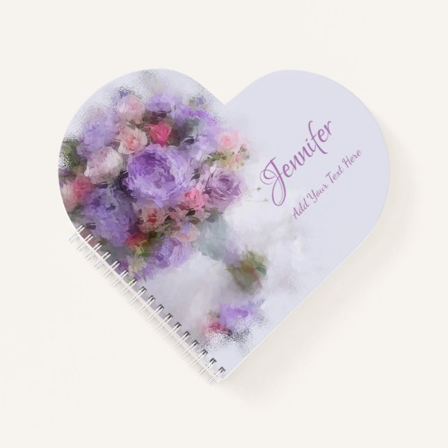 Flowers Roses Elegant Oil Painting Modern Template Notebook (Front)